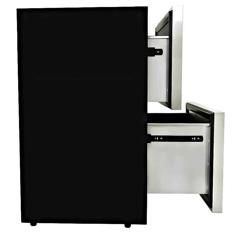 EZ Finish Systems 6 Ft Ready-To-Finish Grill Island | Blaze 23.5 Inch 5.3c 2-Drawer Refrigerator | Side Cabinet View