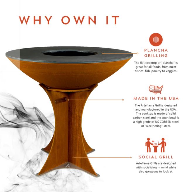 Arteflame Classic 40" Grill - High Euro Base - Corten Steel - Image 12