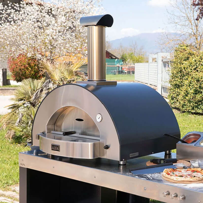 Alfa Classico 4 Pizze Gas Pizza Oven | Shown on Prep Table