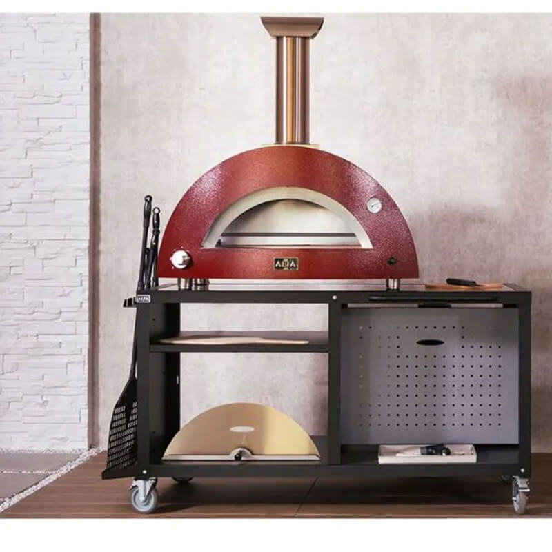 Alfa Cooking Station 160 with Stainless Steel Countertop | Pizza Oven