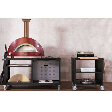 Alfa Cooking Station 80 with Stainless Steel Countertop | Shown with Pizza Oven