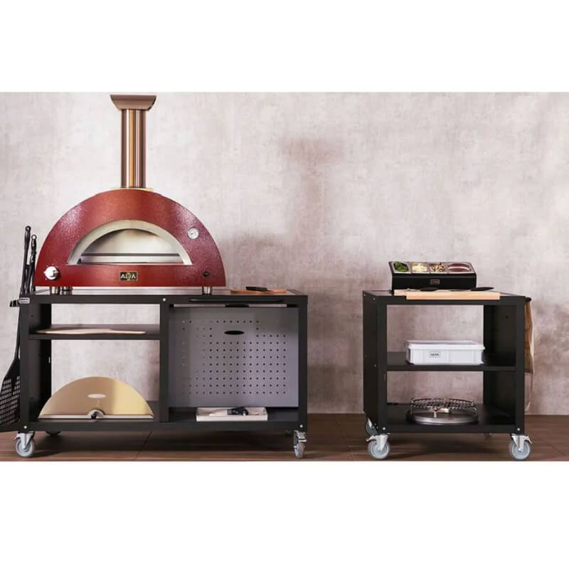 Alfa Cooking Station 80 with Stainless Steel Countertop | Shown with Pizza Oven