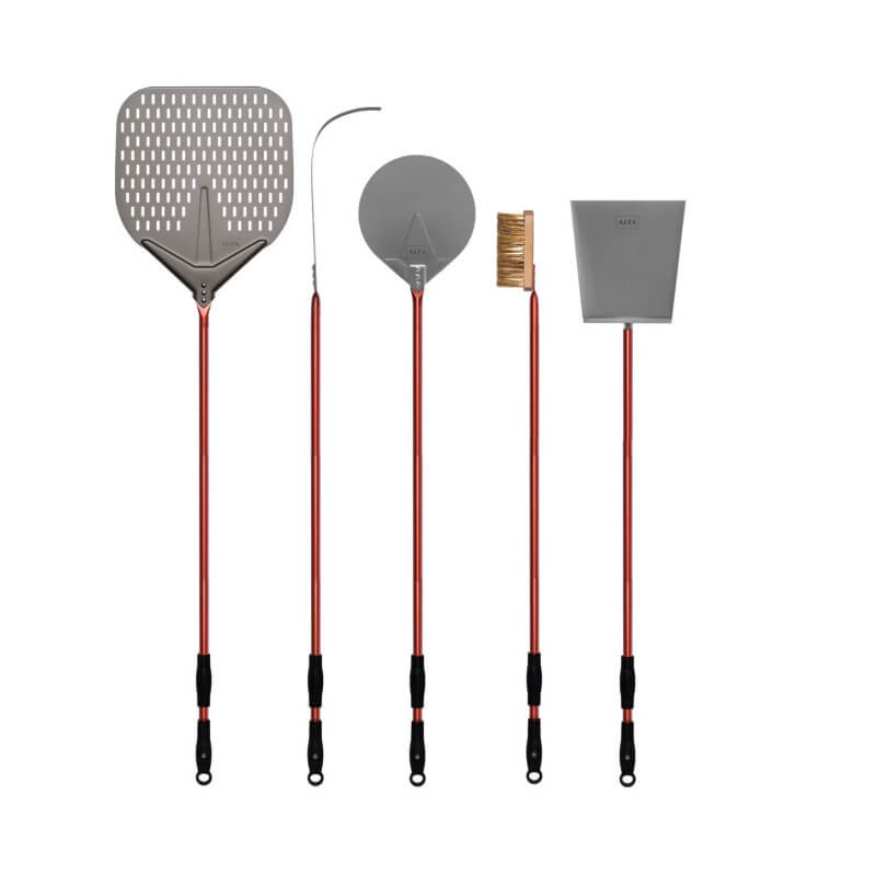 Alfa 48-Inch 5-Piece Pizza Peel Set - Red
