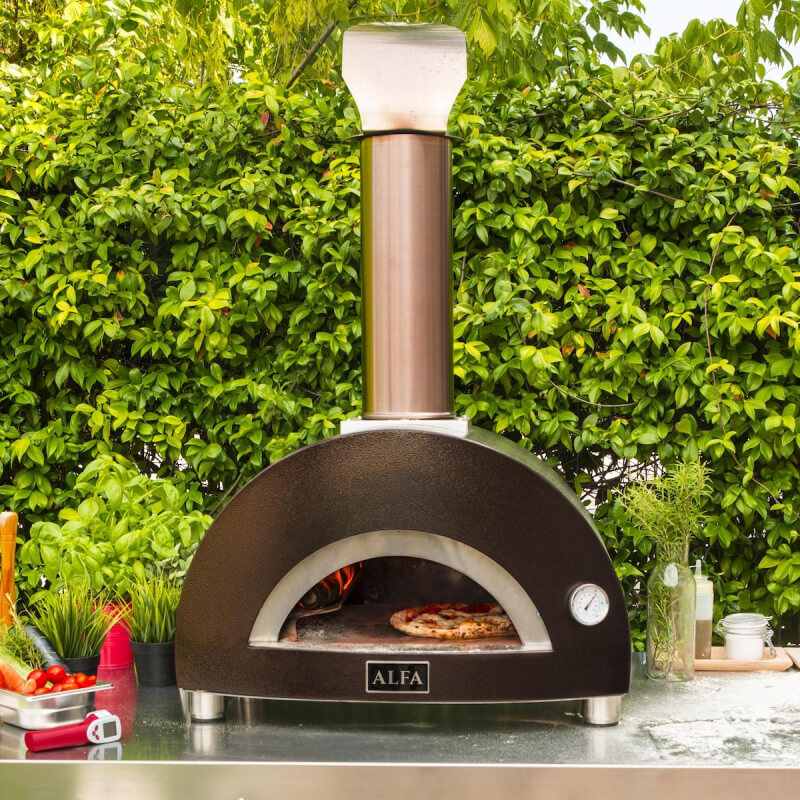 Alfa Nano 23-Inch Outdoor Countertop Wood-Fired Pizza Oven | Shown Cooking Pizza 