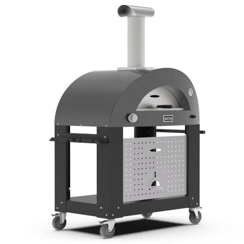 Alfa Moderno 3 Pizze Gas Pizza Oven w/ Cart | Tool Holder on Cart