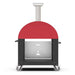 Alfa Moderno 3 Pizze Wood-Fired Pizza Oven w/ Cart - Antique Red | Stainless Steel Chimney