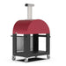 Alfa Moderno 3 Pizze Wood-Fired Pizza Oven w/ Cart - Antique Red | Cart Storage Below