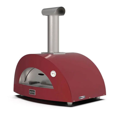 Alfa Moderno 3 Pizze Wood-Fired Pizza Oven - Antique Red | Stainless Steel Chimney