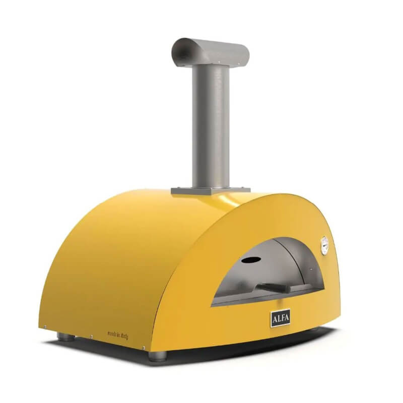 Alfa Moderno 3 Pizze Wood-Fired Pizza Oven - Fire Yellow | Stainless Steel Door