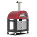 Alfa Moderno 3 Pizze Wood-Fired Pizza Oven w/ Cart - Antique Red | Black Powder Coated Cart
