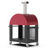 Alfa Moderno 3 Pizze Wood-Fired Pizza Oven w/ Cart - Antique Red | Tool Holder on Cart
