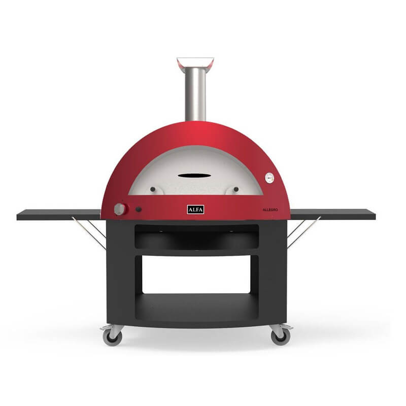 Alfa Moderno 5 Pizze Gas Pizza Oven w/ Cart - Ruby Red