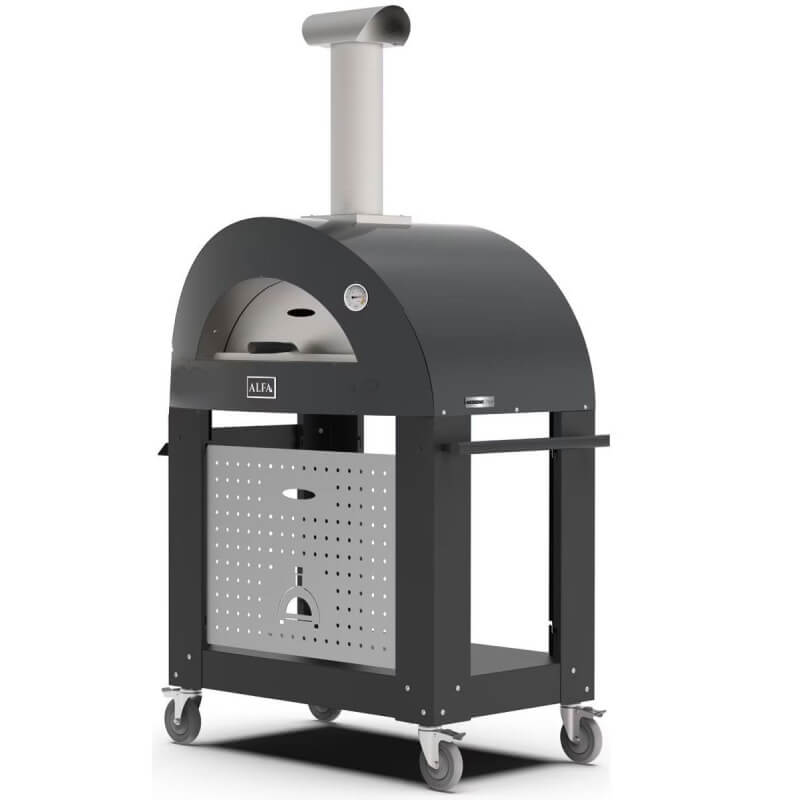 Alfa Moderno 2 Pizze Wood - Fired Pizza Oven w/ Cart | Stainless Steel Door & Chimney