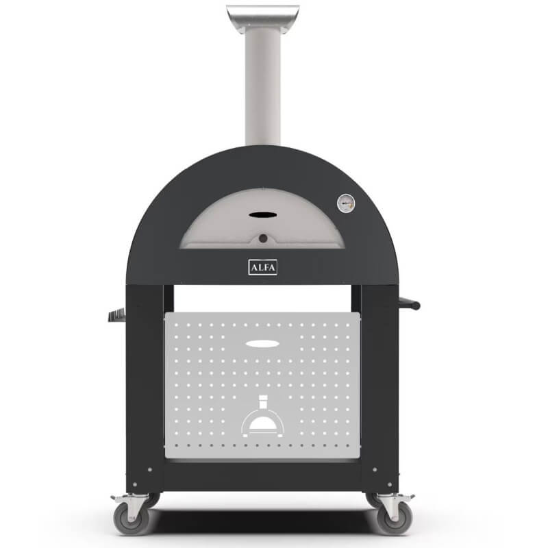 Alfa Moderno 2 Pizze Wood - Fired Pizza Oven w/ Cart - Ardesia Grey