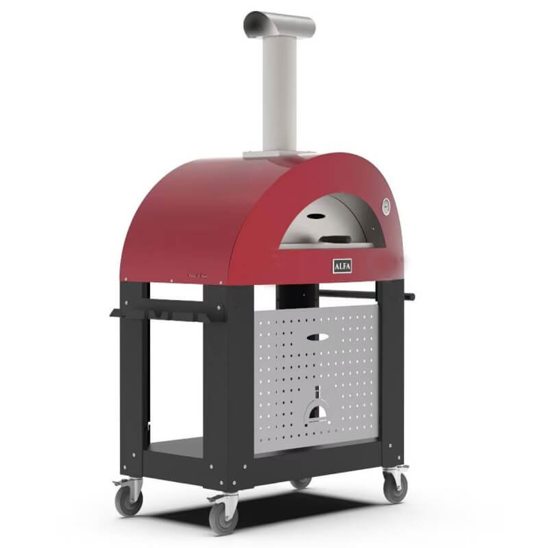 Alfa Moderno 2 Pizze Wood - Fired Pizza Oven w/ Cart | Stainless Steel Door