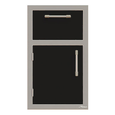 Alfresco 17-Inch Stainless Steel Soft-Close Door & Drawer Combo | Jet Black Gloss - Left Hinge