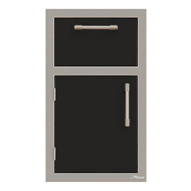 Alfresco 17-Inch Stainless Steel Soft-Close Door & Drawer Combo | Jet Black Matte- Left Hinge