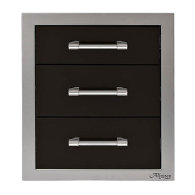 Alfresco 17-Inch Stainless Steel Triple Drawer | Jet Black Gloss
