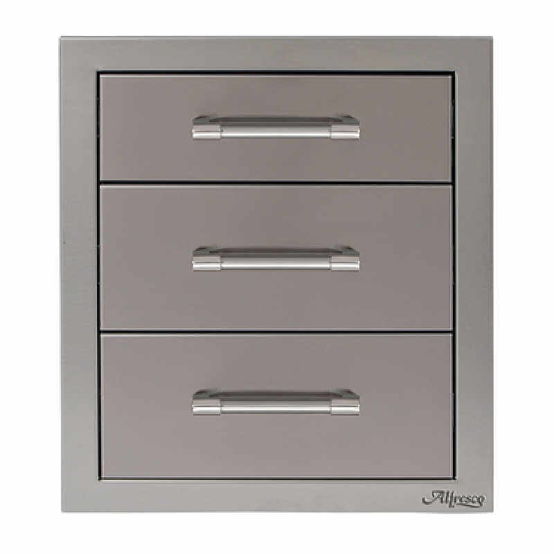 Alfresco-17-Inch-Stainless-Steel-Soft-Close-Triple-Drawer-With-Marine-Armour-In-Signal-Gray