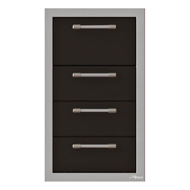 Alfresco 17 Inch Stainless Steel Triple Drawer & Paper Towel Holder Combo | Jet Black Gloss
