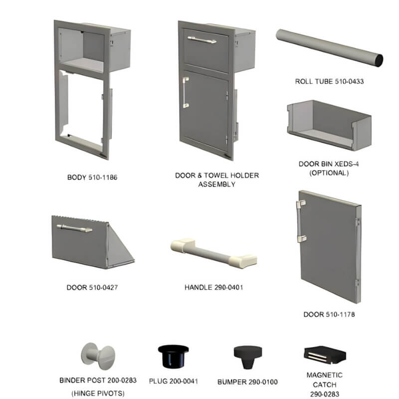 Alfresco 17" Towel Holder W/ Door Open Left - AXE-DTH-L-SC With Marine Armour |Parts