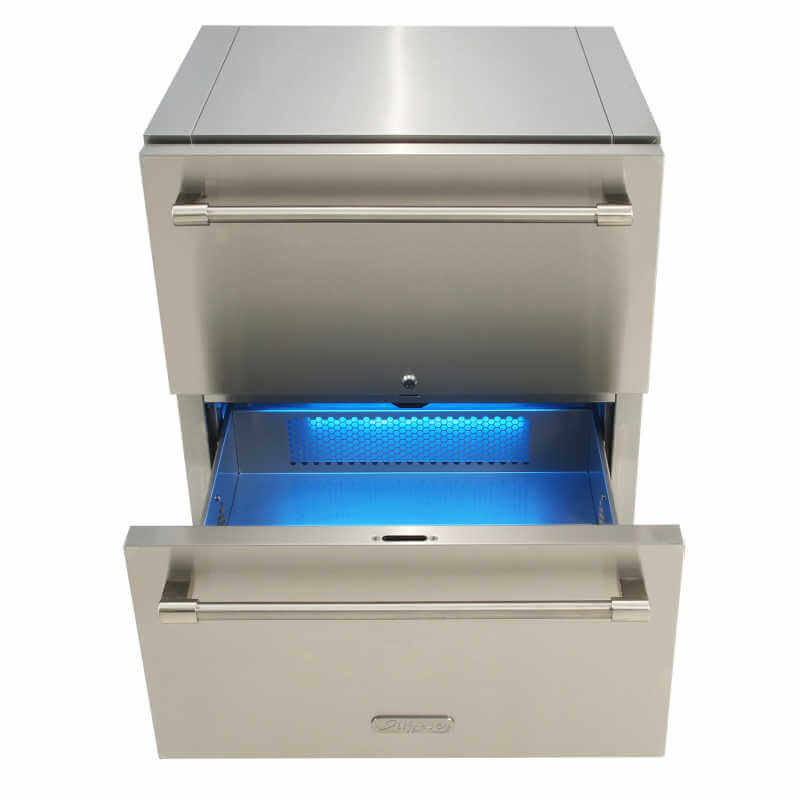 Alfresco Two-Drawer Outdoor Refrigerator | Drawer Locks