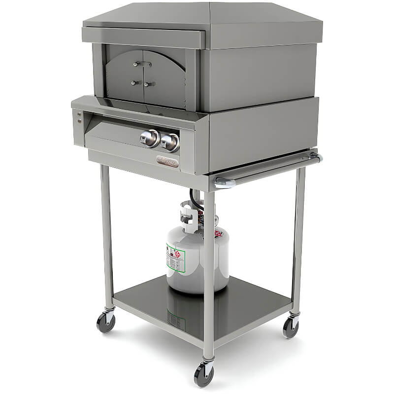 Alfresco 30-Inch Pizza Oven Cart | Stainless Steel Push Handle & 4-Inch Caster Wheels