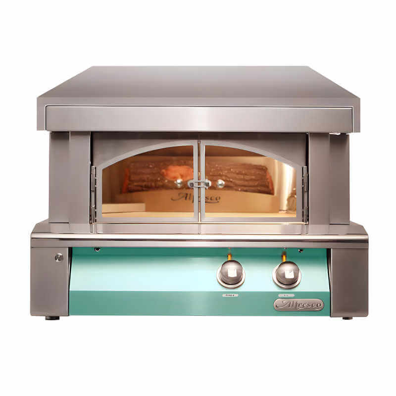 Alfresco 30-Inch Built-in Outdoor Pizza Oven Plus With Marine Armour | Light Green