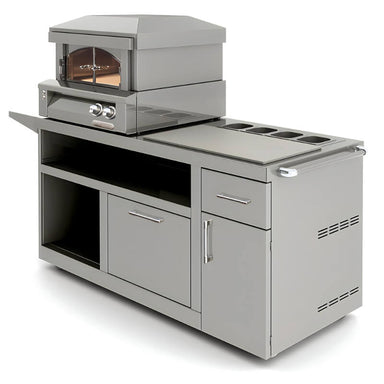 Alfresco Deluxe Pizza Oven Prep Cart | Ample Storage Drawers