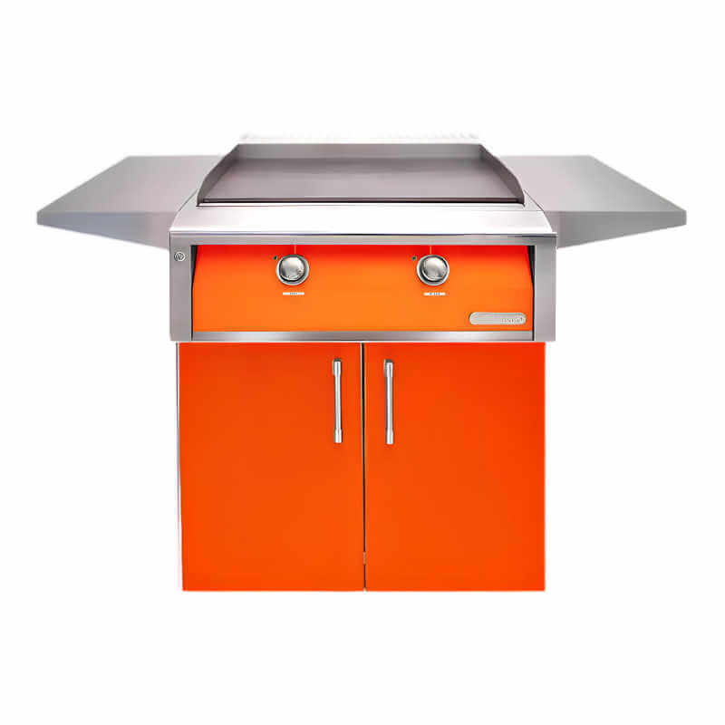 Alfresco 30 Inch Freestanding Gas Griddle with Cart  | Luminous Orange