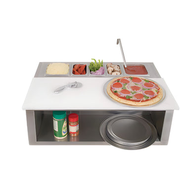 Alfresco 30-Inch Pizza Prep & Garnish Center With Marine Armour | Stainless Steel Construction