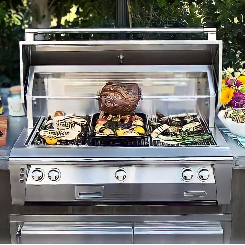 Alfresco 42-Inch Built-In Gas Grill With Sear Zone And Rotisserie | Installed in Grill Island