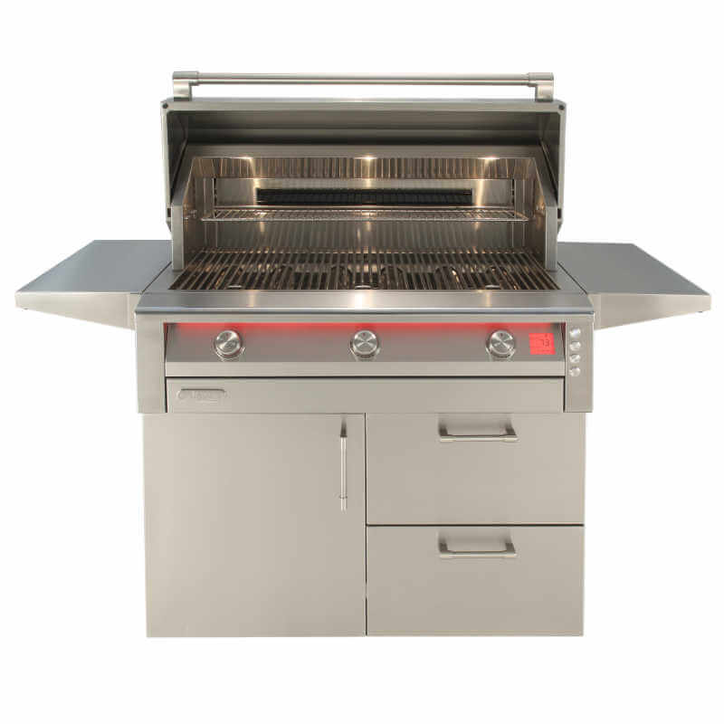 Alfresco AIPG 42-Inch Freestanding Gas Grill | Hood Opened