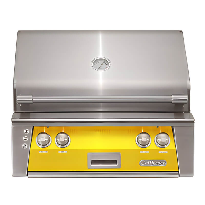 Alfresco ALXE 30-Inch Built-In Grill With Sear Zone And Rotisserie - ALXE-30SZ | Traffic Yellow