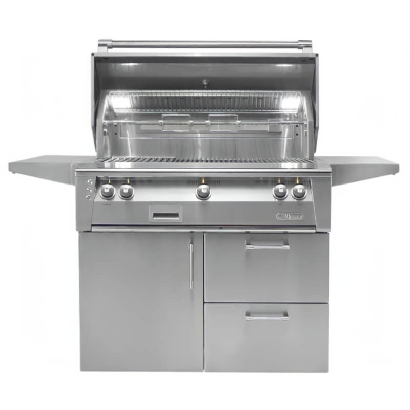 Alfresco ALXE 42-Inch Gas Grill on Cart With Rotisserie With Marine Armour | Interior Grill Lights