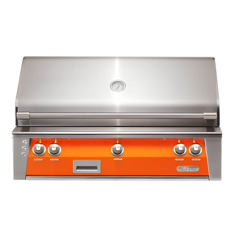 Alfresco ALXE 42-Inch Built-In Gas Grill With Rotisserie With Marine Armour | Luminous Orange
