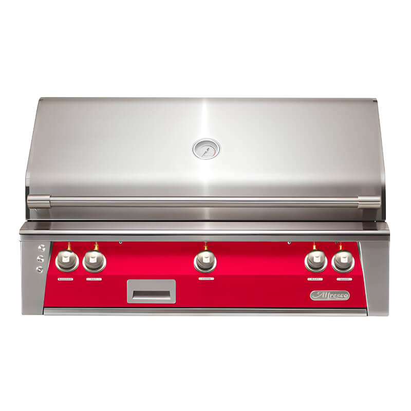 Alfresco ALXE 42-Inch Built-In Gas Grill With Rotisserie With Marine Armour | Raspberry Red