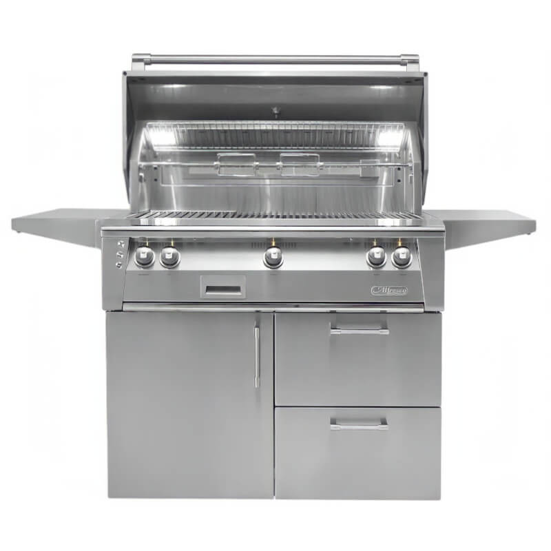 Alfresco ALXE 42-Inch Gas Grill on Deluxe Cart With Sear Burner And Rotisserie | Deluxe Grill Cart