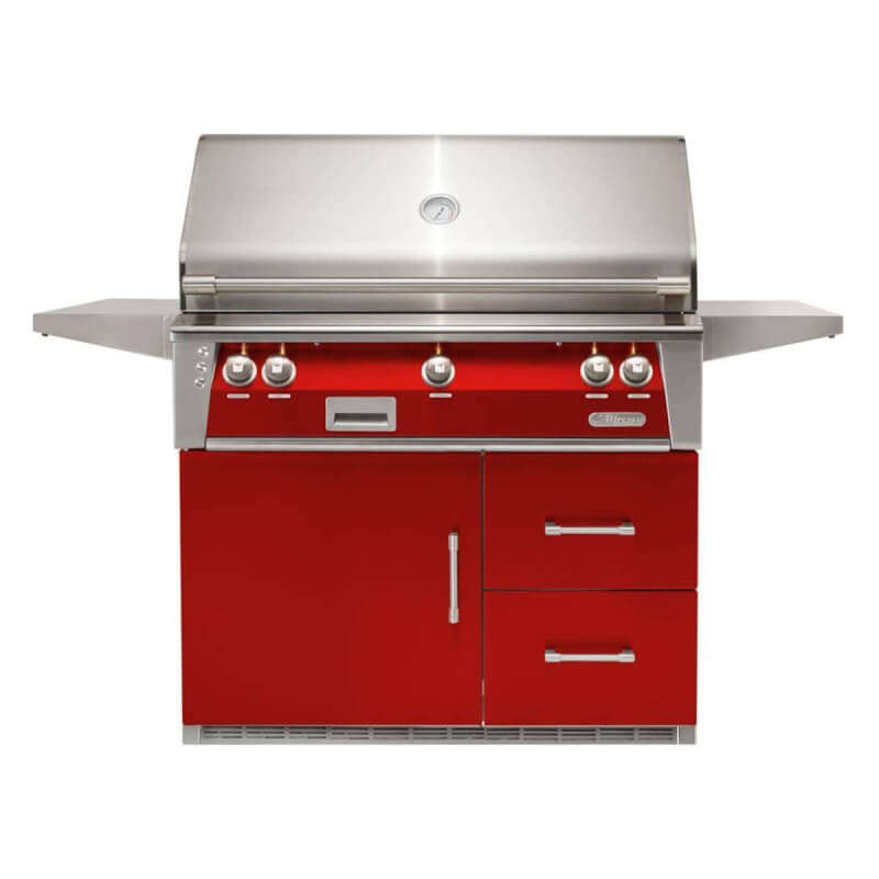 Alfresco ALXE 42-Inch Gas Grill on Refrigerated Cart | Carmine Red