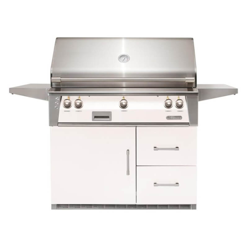 Alfresco ALXE 42-Inch Gas Grill on Refrigerated Cart | Matte White