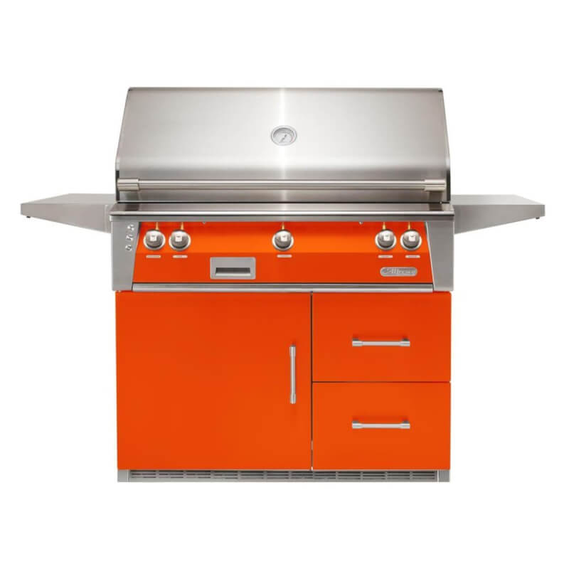 Alfresco ALXE 42-Inch Gas Grill on Refrigerated Cart | Luminous Orange