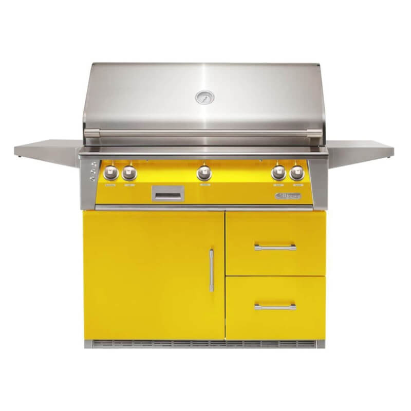 Alfresco ALXE 42-Inch Gas Grill on Refrigerated Cart | Yellow