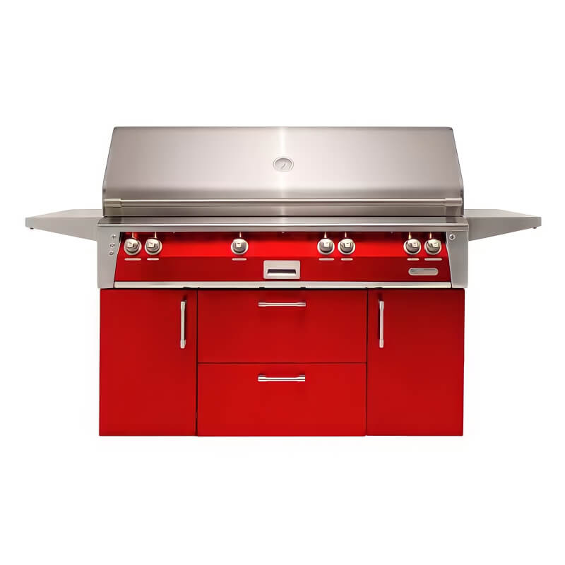 Alfresco ALXE 56-Inch Freestanding Gas All Grill With Sear Zone And Rotisserie | Carmine Red