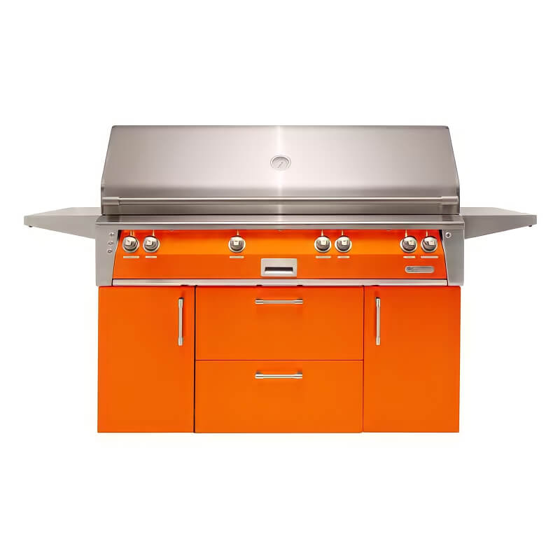 Alfresco ALXE 56-Inch Freestanding Gas All Grill With Sear Zone And Rotisserie | Luminous Orange