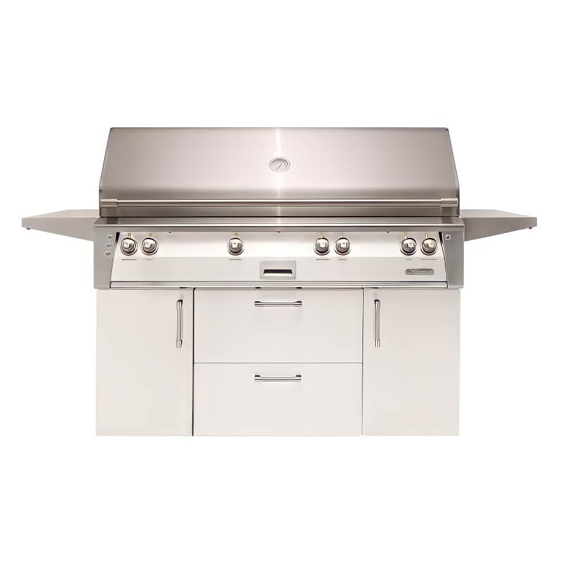 Alfresco ALXE 56-Inch Freestanding Gas All Grill With Sear Zone And Rotisserie | Signal White Gloss