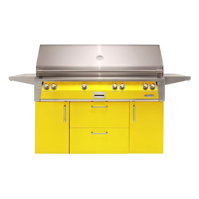 Alfresco ALXE 56-Inch Freestanding Gas All Grill With Sear Zone And Rotisserie | Traffic Yellow