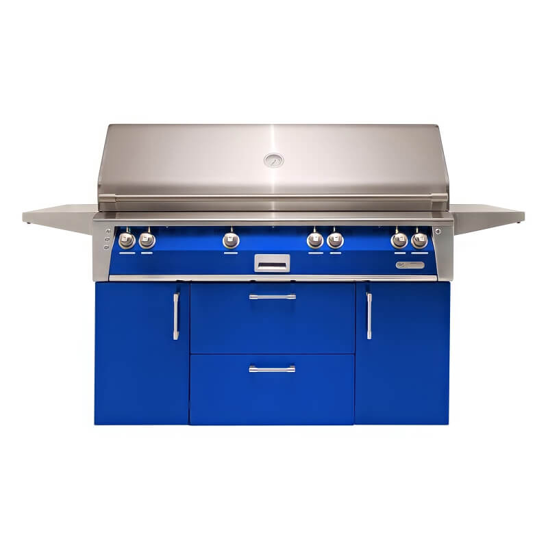 Alfresco ALXE 56-Inch Freestanding Natural Gas All Grill With Sear Zone And Rotisserie | Ultramarine Blue