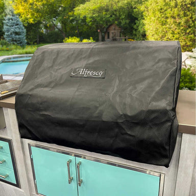 Alfresco Premium Cover fitted on a 42-inch built-in Alfresco grill