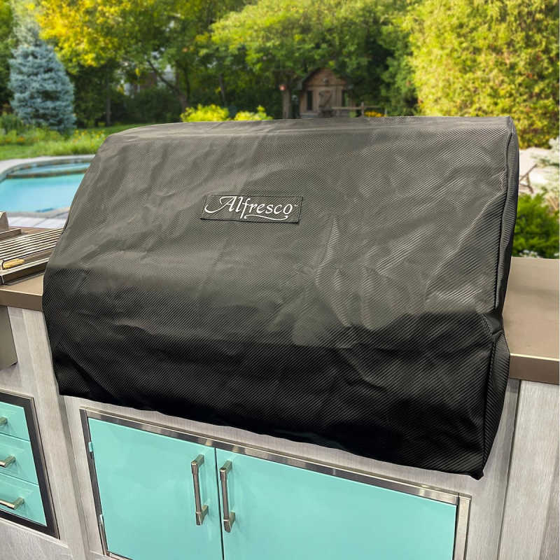 Alfresco Premium Cover fitted on a 42-inch built-in Alfresco grill