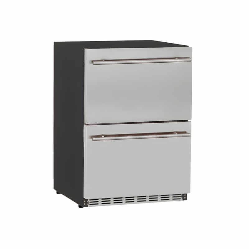 American Made Grills 24-Inch Two Drawer Refrigerator| Black Exterior Cabinet